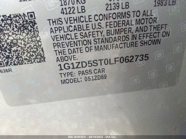Chevrolet MALIBU LT 2020 1G1ZD5ST0LF062735 Image 9