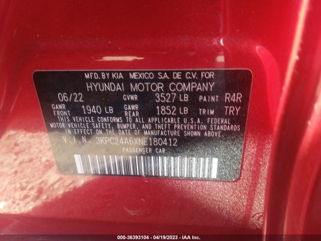 Hyundai Accent Sel 2022 3KPC24A6XNE180412 Image 10