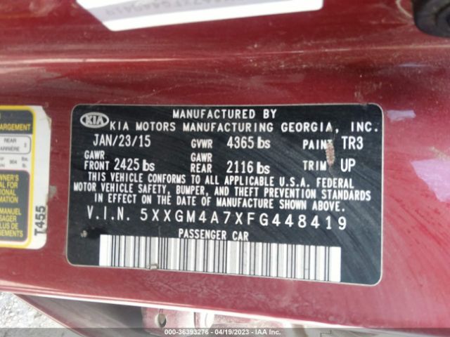 5XXGM4A7XFG448419 KIA Optima Lx