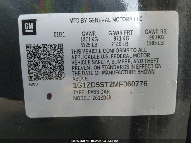 Chevrolet MALIBU LT 2021 1G1ZD5ST2MF060776 Image 9