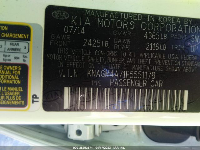 KNAGM4A71F5551178 KIA Optima Lx