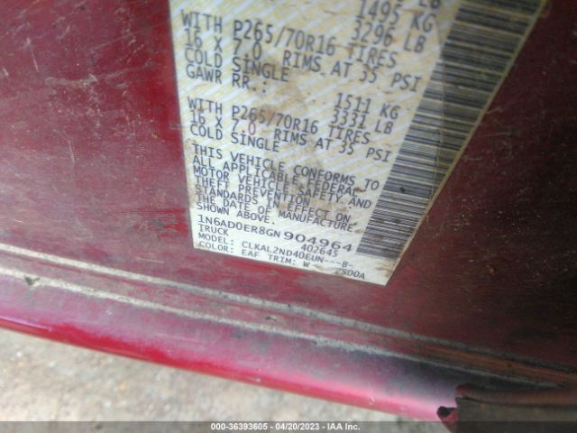 1N6AD0ER8GN904964 Nissan Frontier Sv