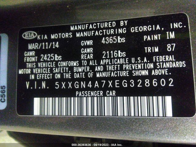 5XXGN4A7XEG328602 KIA OPTIMA EX