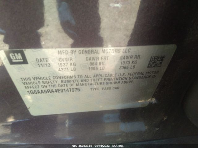 1G6AA5RA4E0147975 Cadillac Ats Standard