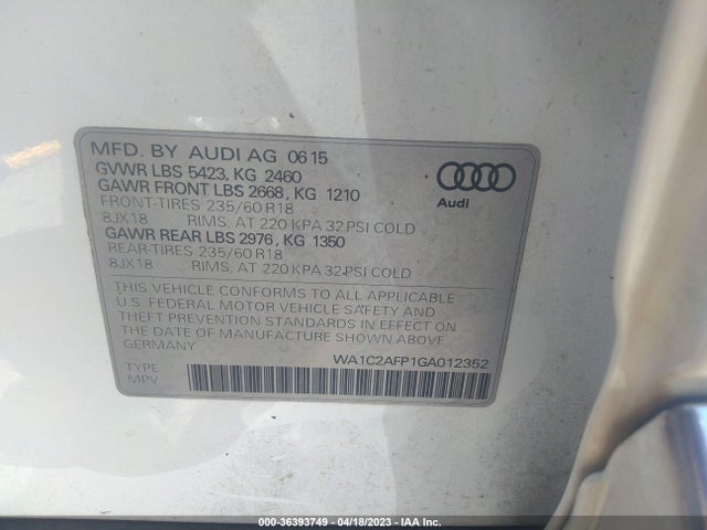 WA1C2AFP1GA012352 Audi Q5 PREMIUM