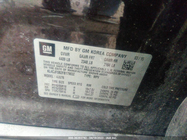 2015 BUICK ENCORE CONVENIENCE VIN: KL4CJFSB2FB179032