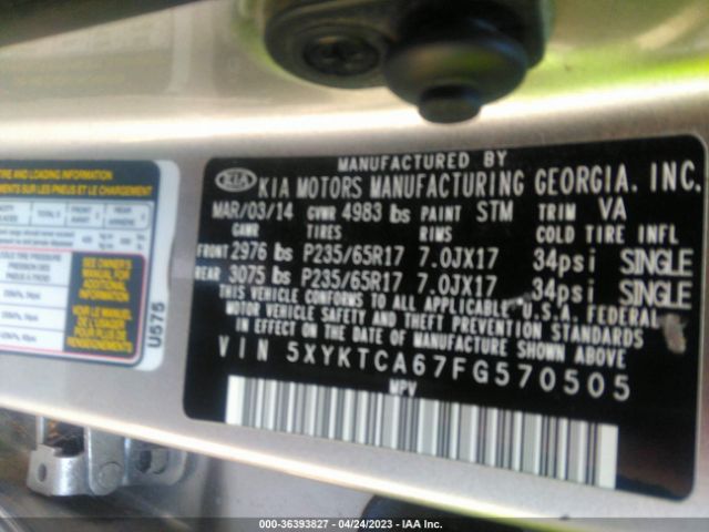 5XYKTCA67FG570505 KIA SORENTO LX