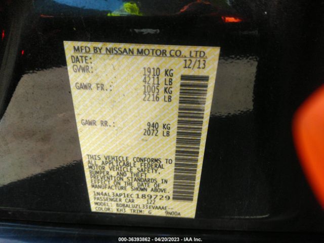 1N4AL3AP1EC189729 Nissan Altima 2.5 Sv