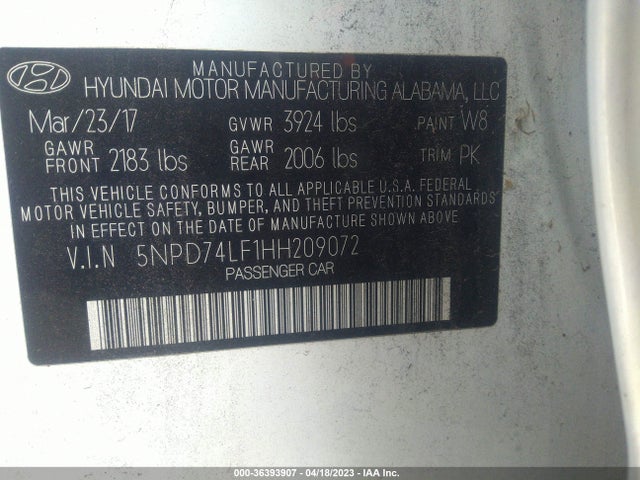 Hyundai ELANTRA SE 2017 5NPD74LF1HH209072 Image 10