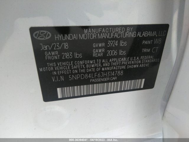 5NPD84LF6JH314788 Hyundai Elantra Value Edition