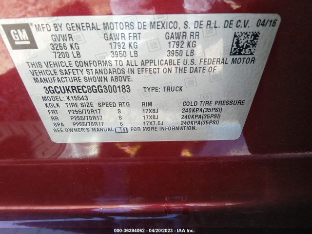 Chevrolet Silverado 1500 Lt 2016 3GCUKREC8GG300183 Image 11