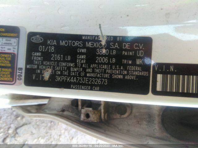 3KPFK4A73JE232673 KIA FORTE LX
