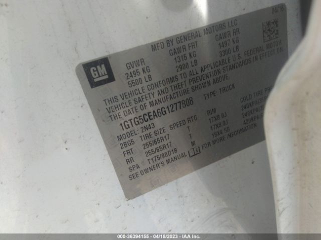 1GTG5CEA6G1277808 GMC Canyon 2wd Sle