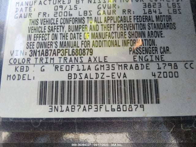 Nissan SENTRA SV 2015 3N1AB7AP3FL680879 Image 10