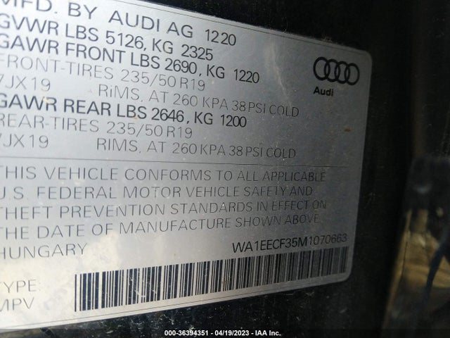 WA1EECF35M1070663 Audi Q3 S Line Premium Plus