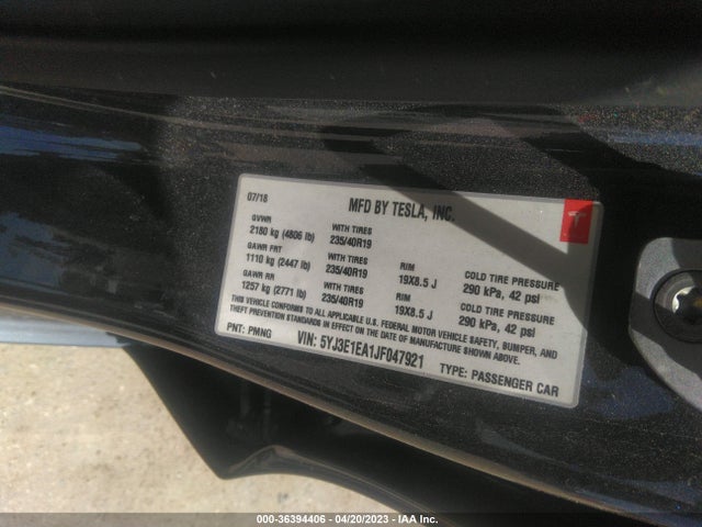 Tesla Model 3 Range Battery 2018 5YJ3E1EA1JF047921 Image 11
