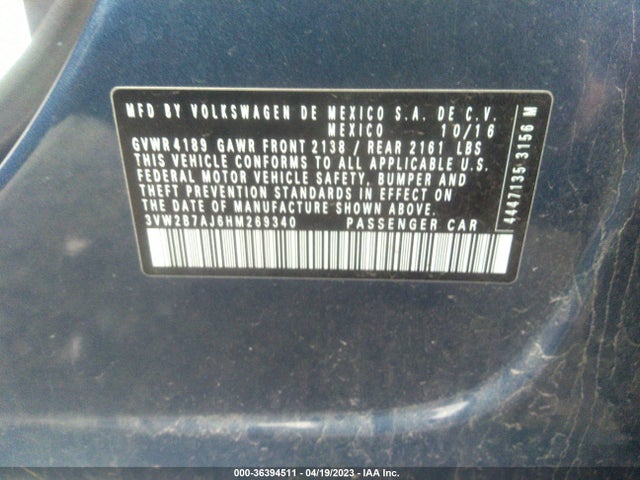 3VW2B7AJ6HM269340 Volkswagen Jetta 1.4t S