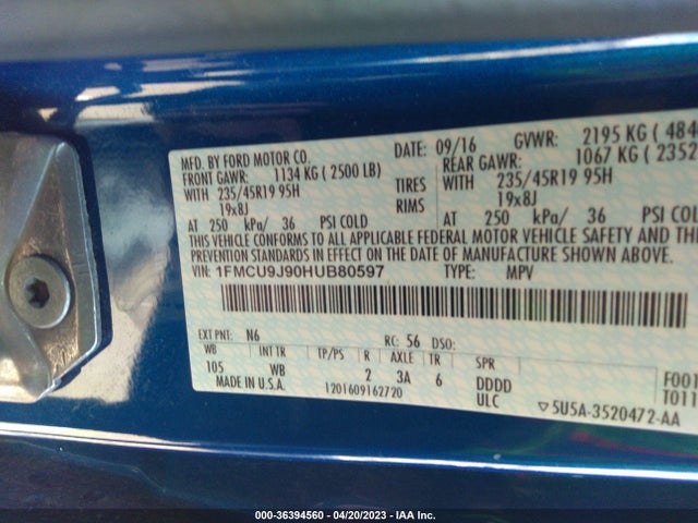 Ford Escape Titanium 2017 1FMCU9J90HUB80597 Image 10