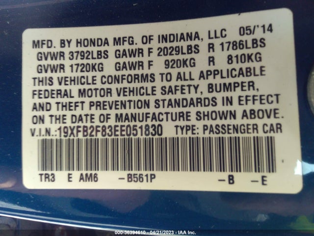 Honda Civic Sedan Ex 2014 19XFB2F83EE051830 Image 9