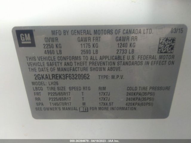 2GKALREK3F6320962 GMC Terrain Sle