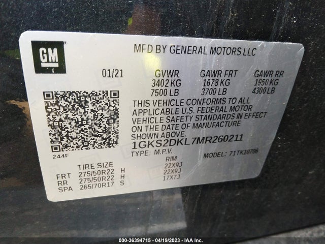 GMC YUKON DENALI 2021 1GKS2DKL7MR260211 Image 9