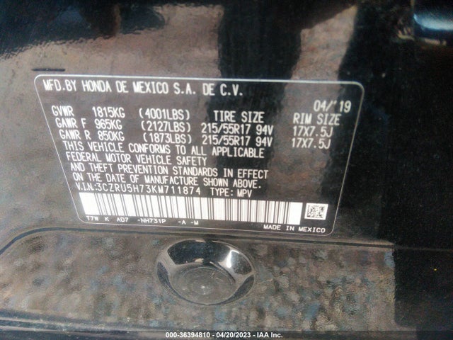 Honda Hr-v Ex-l 2019 3CZRU5H73KM711874 Image 9