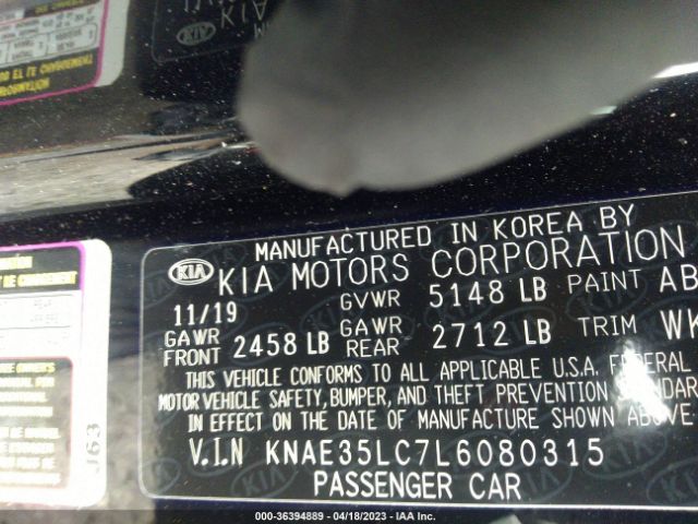 KNAE35LC7L6080315 KIA STINGER GT