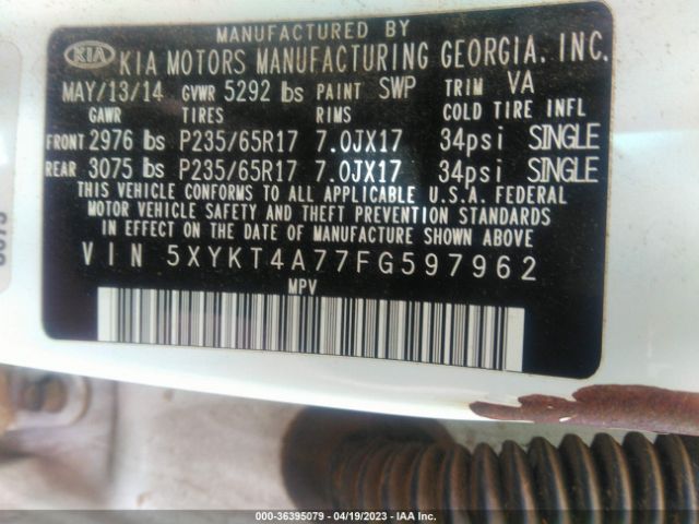 5XYKT4A77FG597962 KIA SORENTO LX