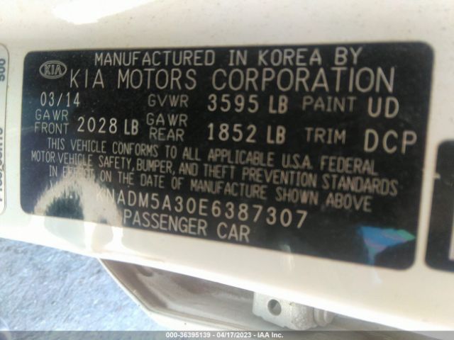 KNADM5A30E6387307 KIA RIO LX