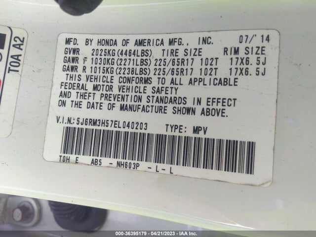 Honda CR-V EX 2014 5J6RM3H57EL040203 Image 9