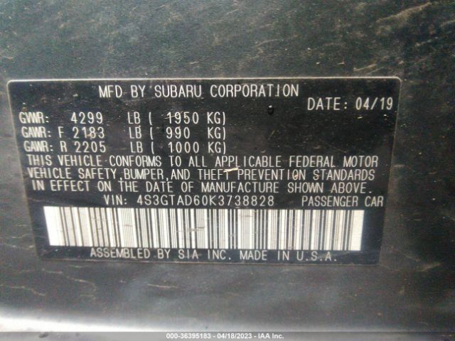 4S3GTAD60K3738828 Subaru Impreza Premium