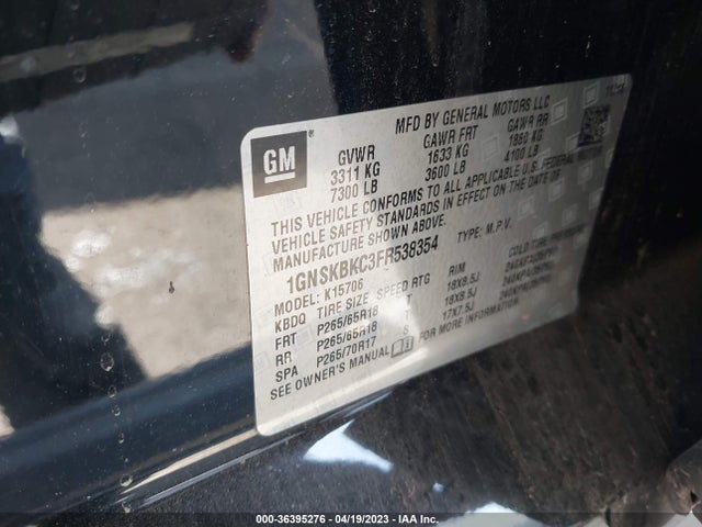 Chevrolet Tahoe Lt 2015 1GNSKBKC3FR538354 Image 10
