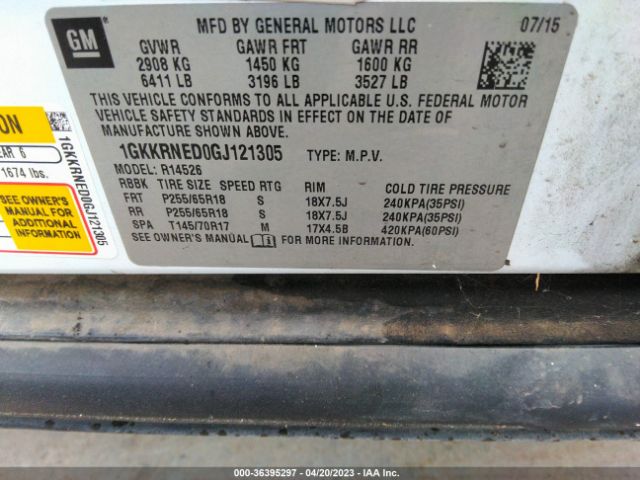 1GKKRNED0GJ121305 GMC ACADIA SLE