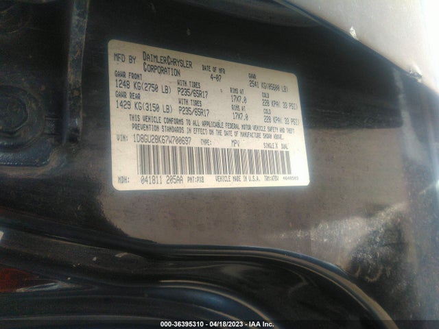 2007 DODGE NITRO SXT VIN: 1D8GU28K67W700697