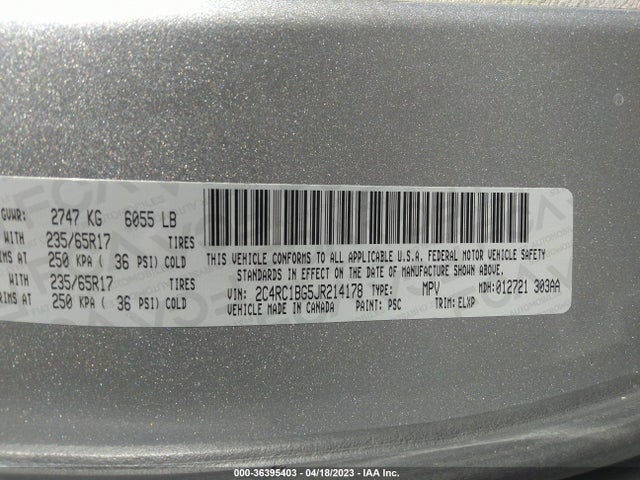 2C4RC1BG5JR214178 Chrysler Pacifica Touring L