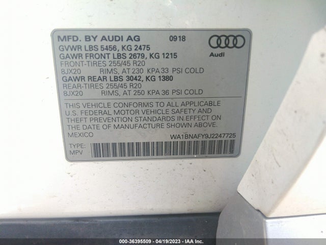 WA1BNAFY9J2247725 Audi Q5 Premium Plus