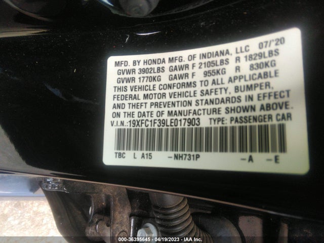 Honda Civic Sedan Ex 2020 19XFC1F39LE017903 Image 9