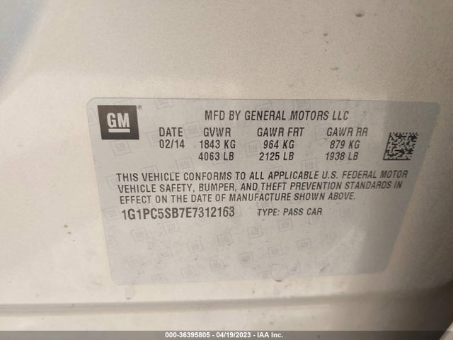 Chevrolet Cruze 1lt 2014 1G1PC5SB7E7312163 Image 10