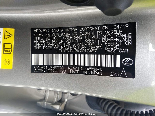 2019 Lexus UX, VIN: JTHY3JBH3K2012457