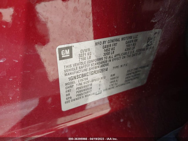 Chevrolet Tahoe Lt 2016 1GNSCBKC1GR362614 Image 10