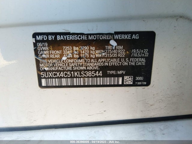 5UXCX4C51KLS38544 BMW X7 Xdrive50i