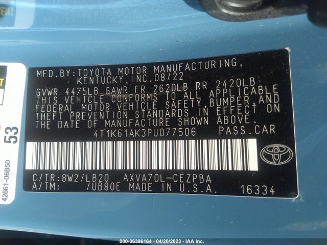Toyota Camry 2023 4T1K61AK3PU077506 Image 23