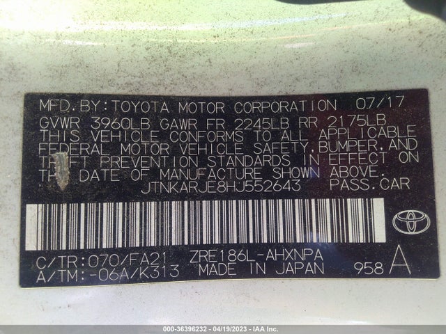 Toyota COROLLA IM 2017 JTNKARJE8HJ552643 Image 9