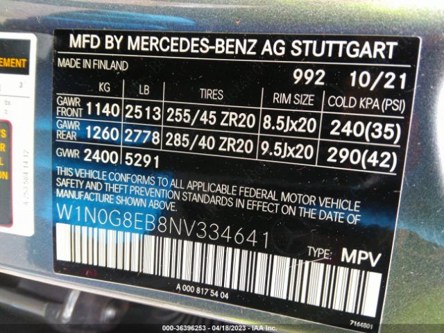 W1N0G8EB8NV334641 Mercedes-Benz Glc Glc 300