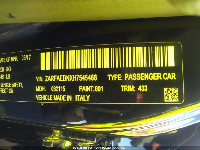 ZARFAEBNXH7545466 Alfa Romeo Giulia