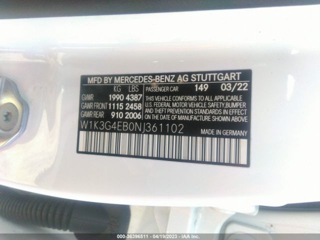 W1K3G4EB0NJ361102 Mercedes-Benz A-class A 220
