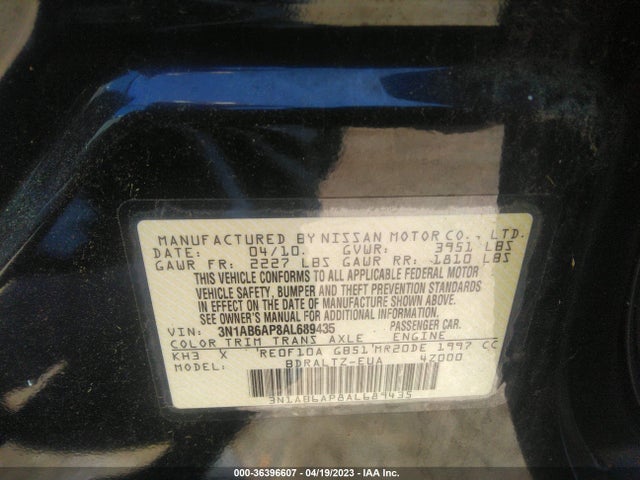 2010 NISSAN SENTRA 2.0 S VIN: 3N1AB6AP8AL689435