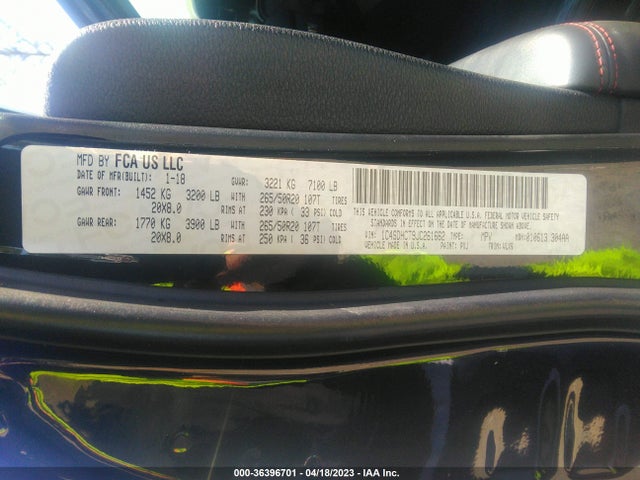 Aukcja sprzedaży 2018 Dodge Durango R/t, vin: 1C4SDHCT9JC261662, numer aukcji: 36396701