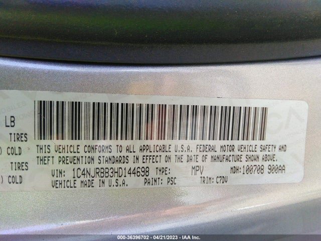 1C4NJRBB3HD144698 Jeep Patriot Sport