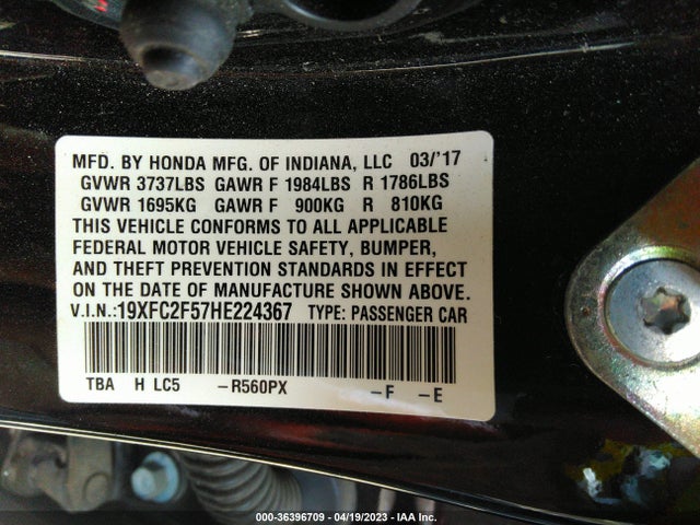 Honda Civic Sedan Lx 2017 19XFC2F57HE224367 Image 9